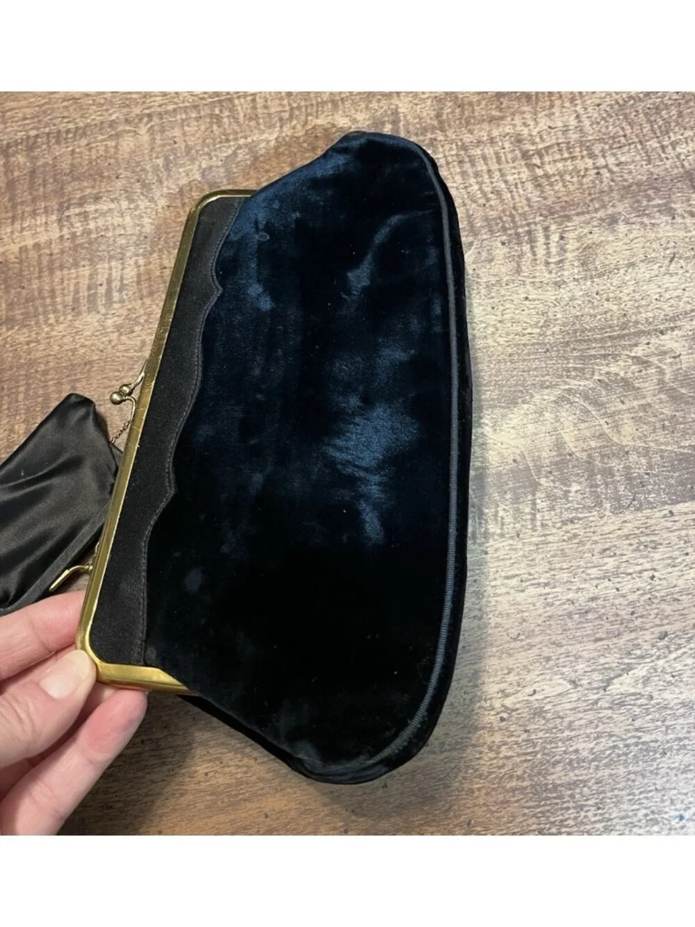 VTG Morris Moskowitz (MM) Black Velvet Clutch w/Coin Purse Evening Formal Gala